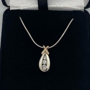 ☀️SALE☀️ Sterling Silver CZ pendant and 18” snake chain necklace